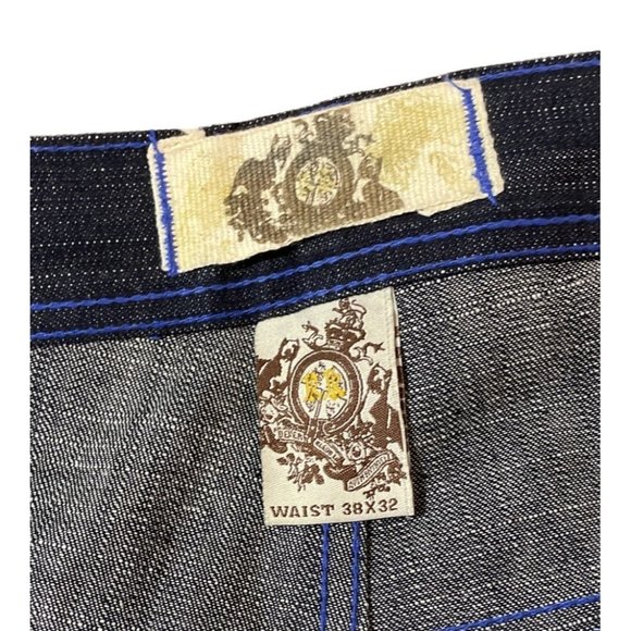 NWOT Rich Kids Dark Wash Blue Topstitching 38x32 Denim Jeans Hip Hop Wide Leg - Picture 11 of 11